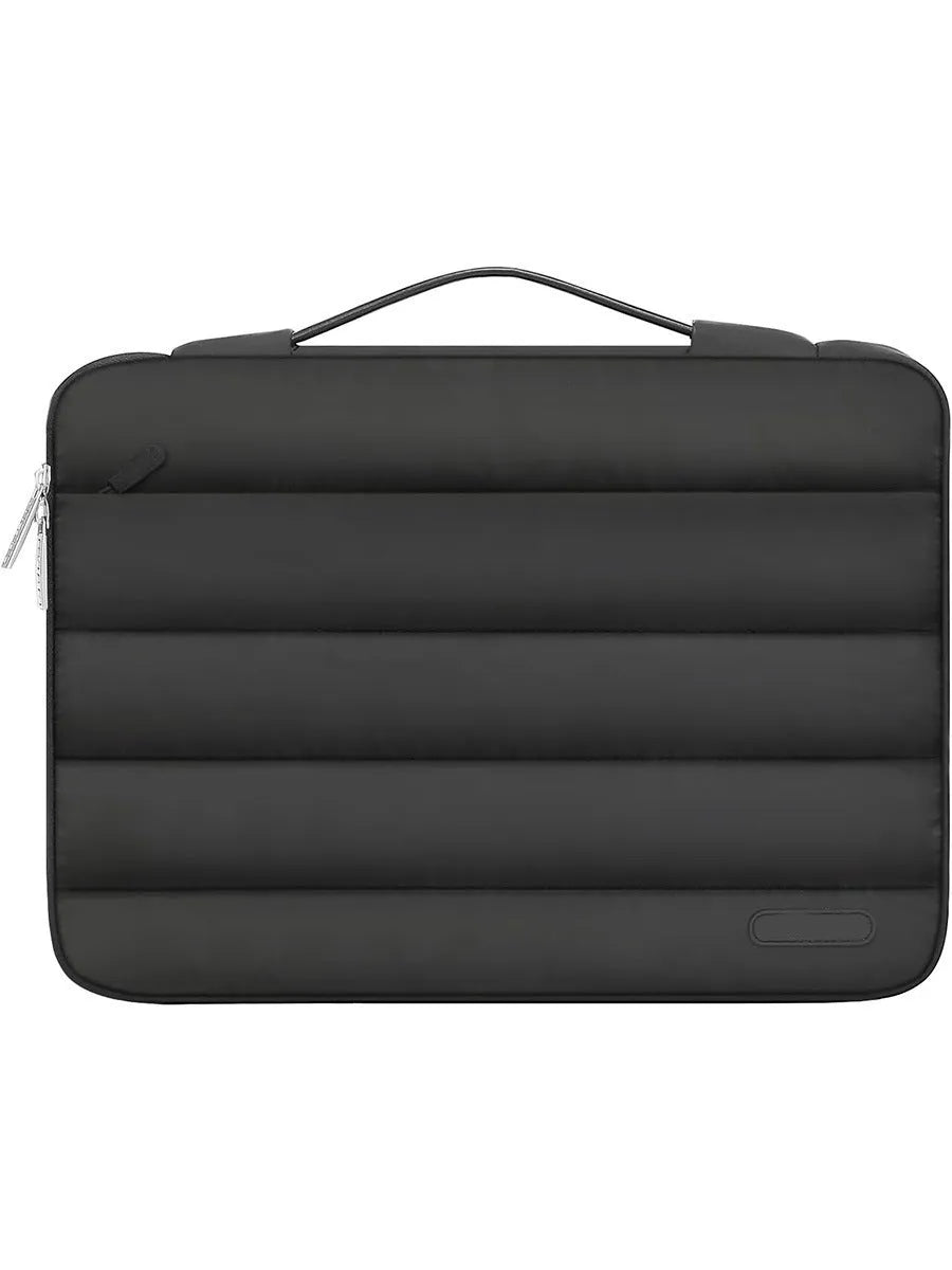 Velvet laptop sleeve in black with plaid pattern for 13.3 or 15.4 inch laptops