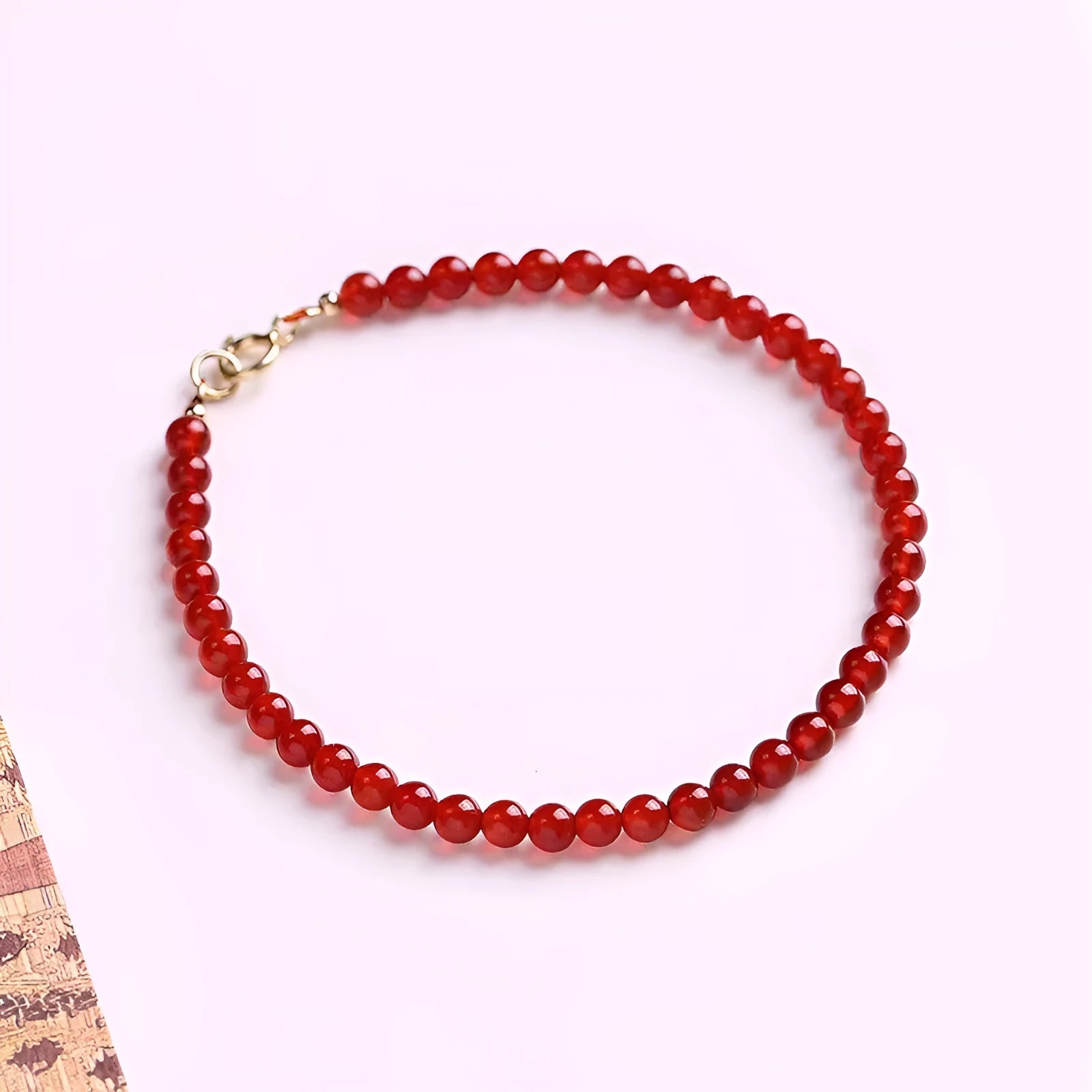 Ultra-thin red agate women's bracelet with classic style design