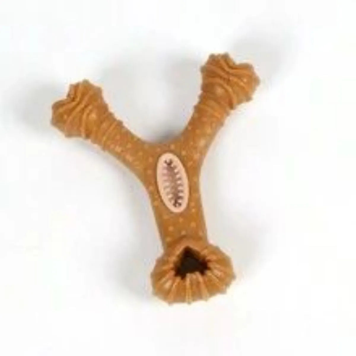 Durable dog chew toy bone with textured surface for teeth cleaning, shown in 8-shape and Y-shape designs