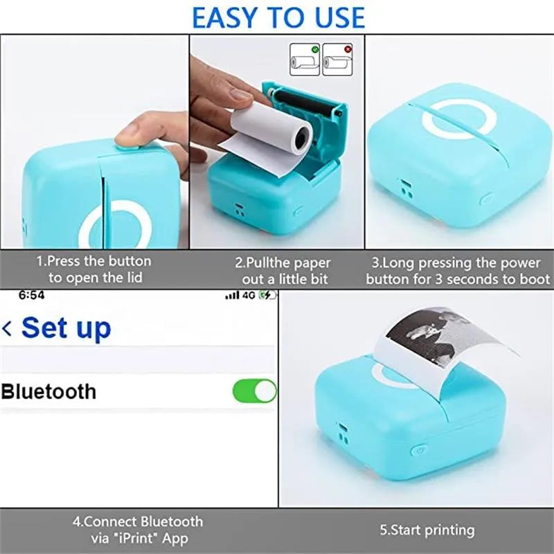 C13 pink self-adhesive label printer with Bluetooth and 1200mAh battery, 80x80x35mm