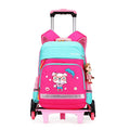 Korean-style detachable trolley school bag in Oxford cloth, shown in black and rose red colours