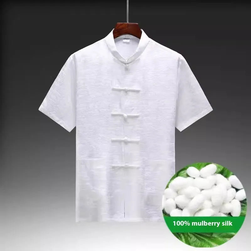 Men's Mulberry Silk Tang Suit in traditional Chinese style with satin finish