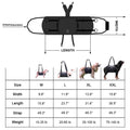 Black Oxford cloth dog rehabilitation harness with adjustable chest strap for leg support