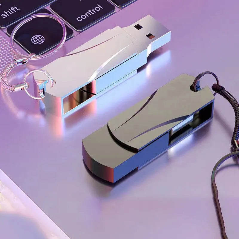 32GB metal USB flash drive with rotating connector in black and grey, mini size 4.2cm