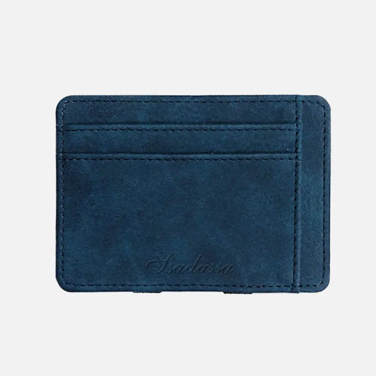 Matte leather Korean style coin purse in a horizontal square shape, showing decorative sewing lines and a coin pocket.