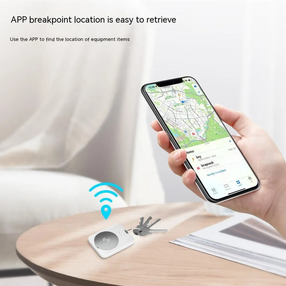 White ABS pet tracking device compatible with Apple products for dog or cat location monitoring