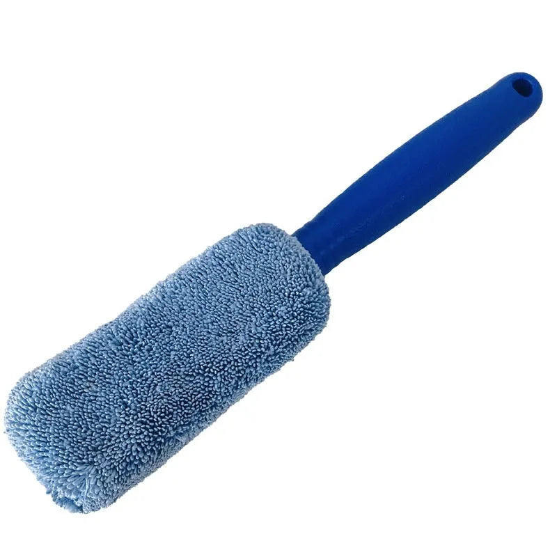 Microfiber car wash tire brush with aluminium handle for cleaning wheels
