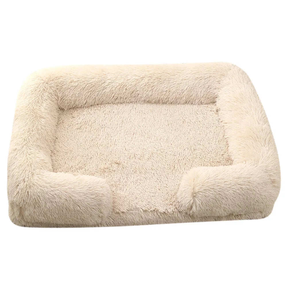 Plush round dog bed in cloth, available in sizes S to XXL and 25 colours, without inner sleeve