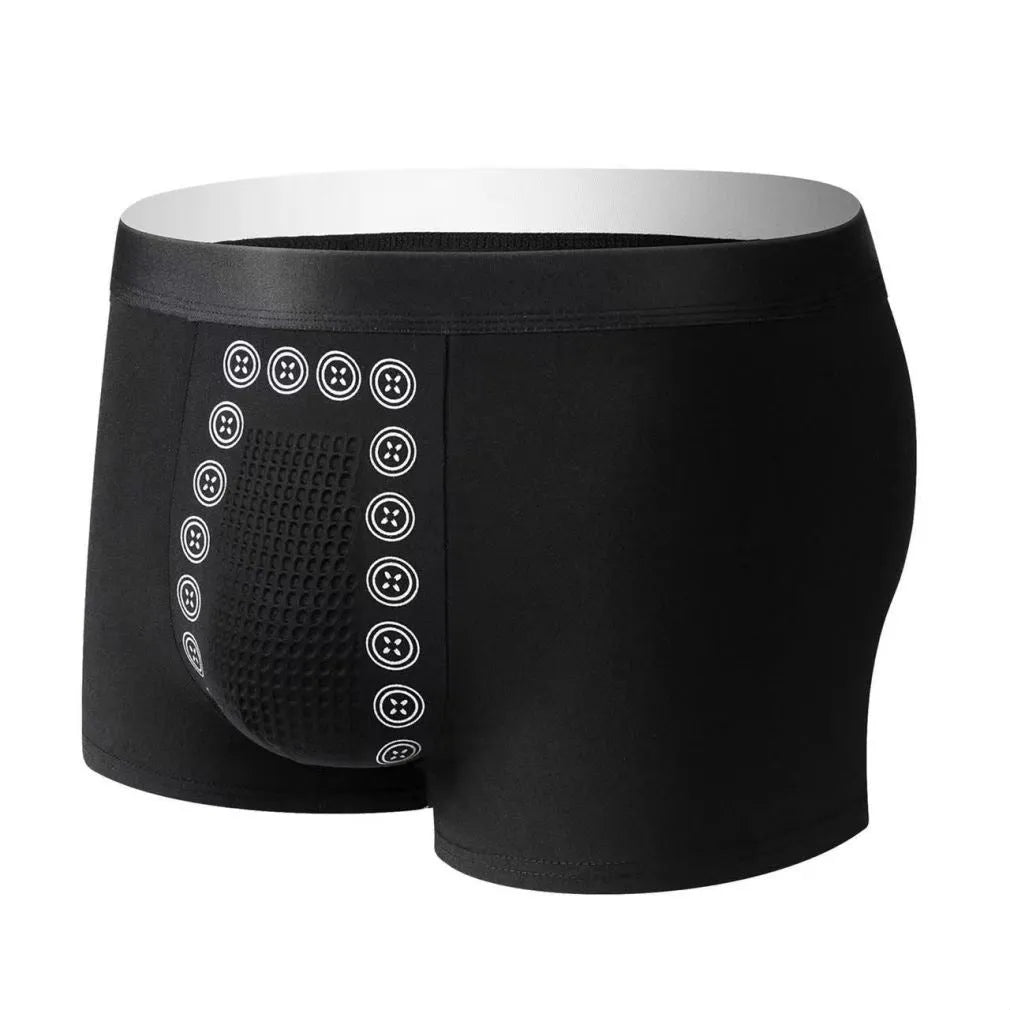 Men's massaging particle underwear in mid-waist design with breathable milk silk fabric
