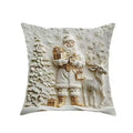 Christmas linen cushion cover with elk and rabbit cartoon design, available in square sizes 40x40cm, 45x45cm and 50x50cm