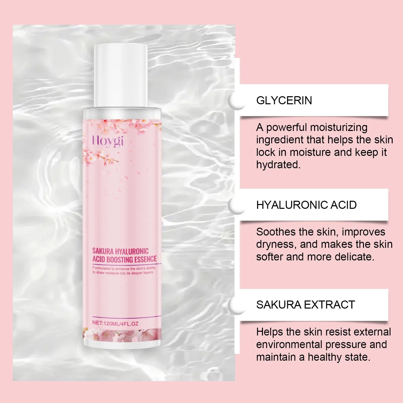 120ml Hyaluronic Acid Skin Moisturising Lotion bottle with cherry blossom extract