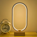 Smart remote control magnetic suspension balance desk lamp with beech wood holder, oval or round base, USB powered