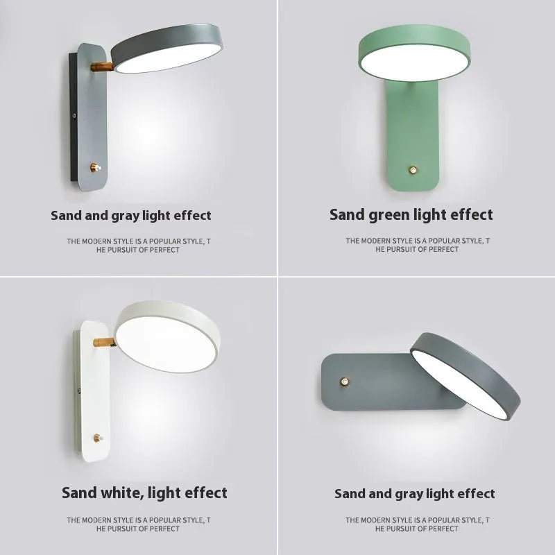 Nordic iron wall lamp in gray 26x25cm with rotatable shade three colour light source