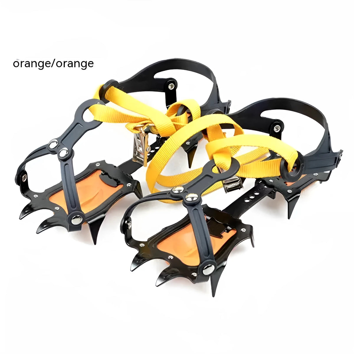Professional non-slip shoe cover with ten steel teeth for snow and ice in yellow and orange