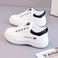 Women's white Korean-style leather shoes with cross straps and lace-up front