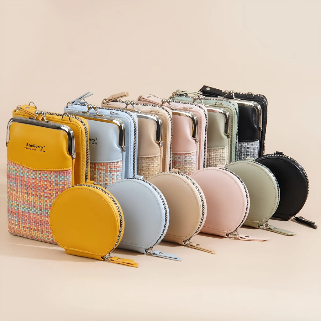 Square vertical apricot PU leather crossbody phone bag for women with adjustable strap