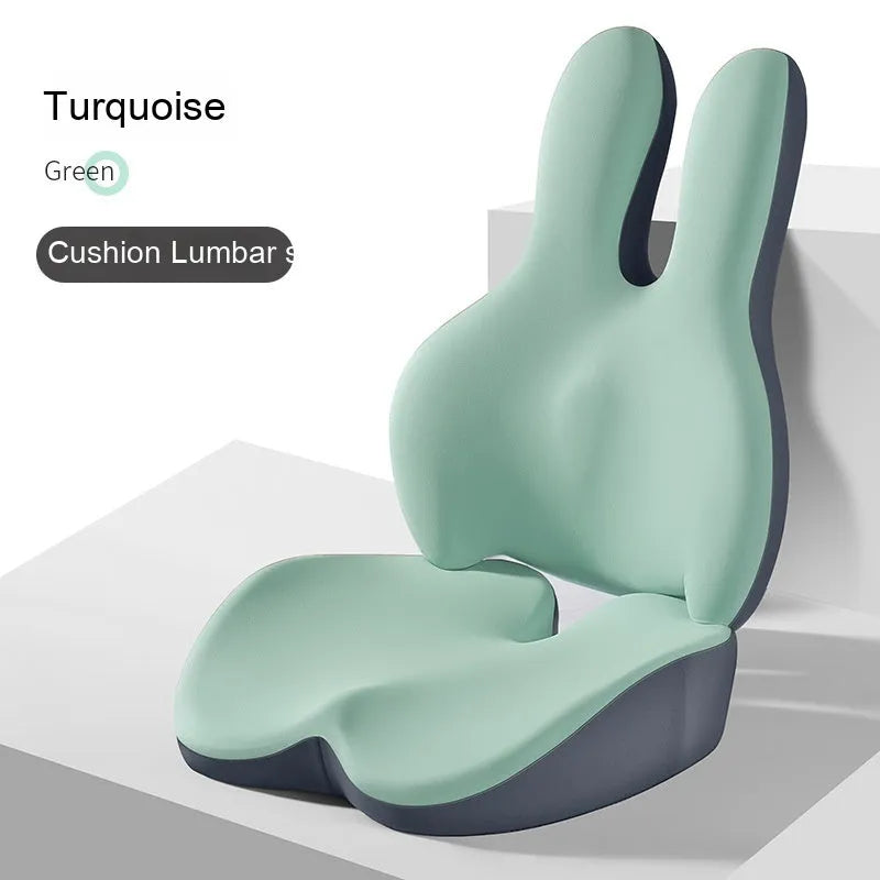 Flat style car seat cushion and lumbar support pad set in a choice of five colours.