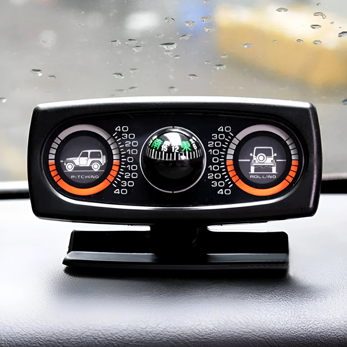 Black car guide ball balancer inclination meter with self-adhesive base compact design