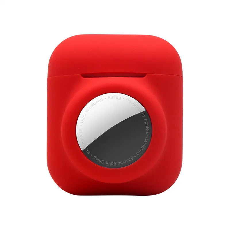 Silicone flip case for Apple AirTag shown in multiple colour options on a white background.