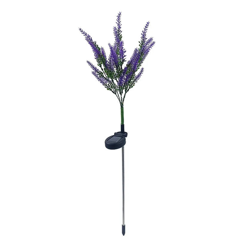 74cm tall solar-powered lavender flower LED floor lamp for outdoor garden decoration.
