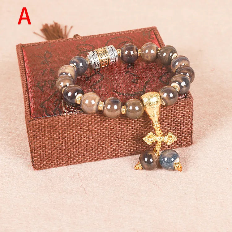 Men's coloured glaze Yonghe blessing bracelet with gradient ceramic chain in one of six colour options.