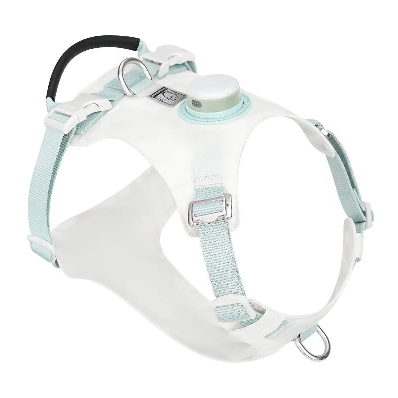 LED dog chest harness with night light in six colour options on adjustable nylon straps