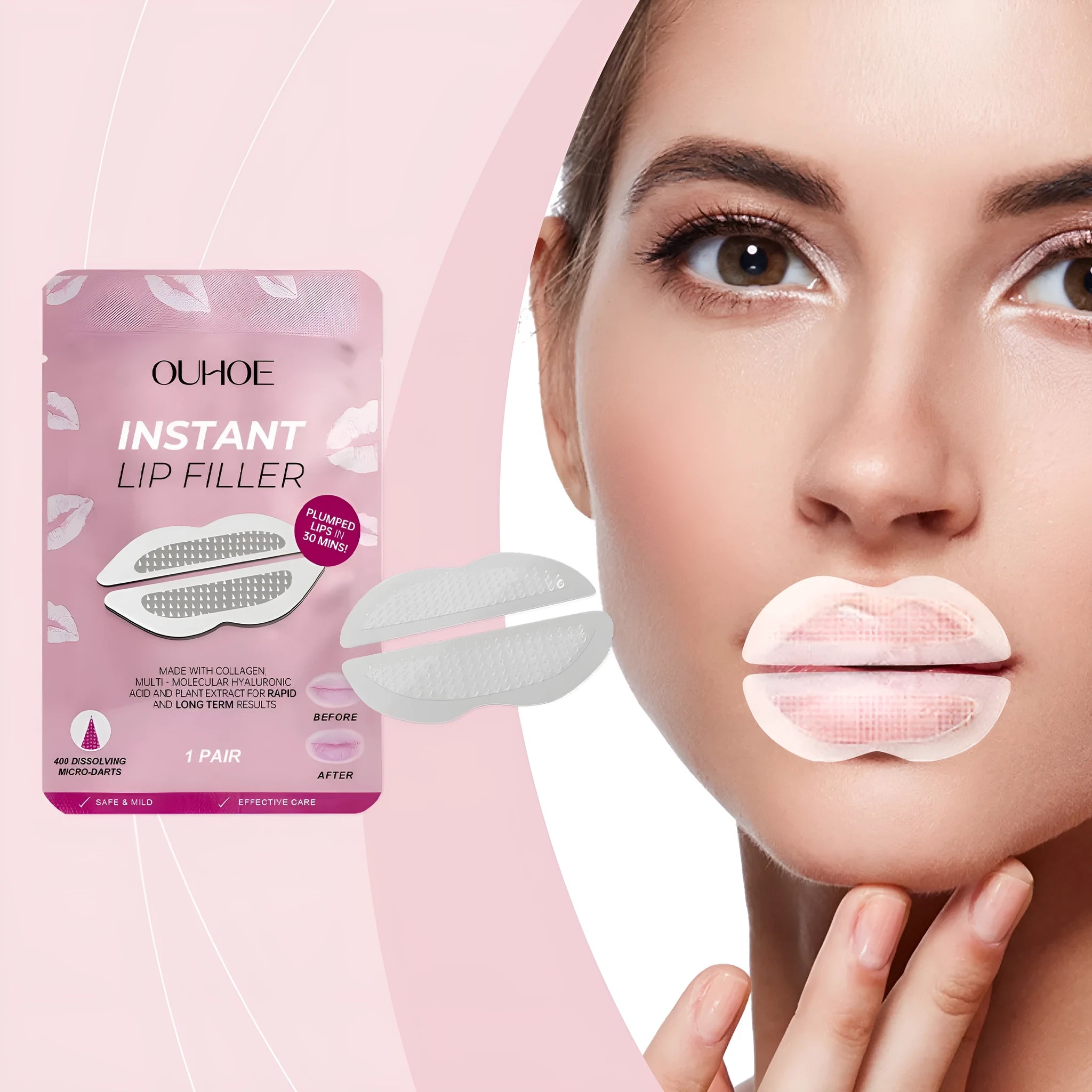 Silicone lip nursing adhesive bandage pair with care paste, dimensions 8cm x 12cm