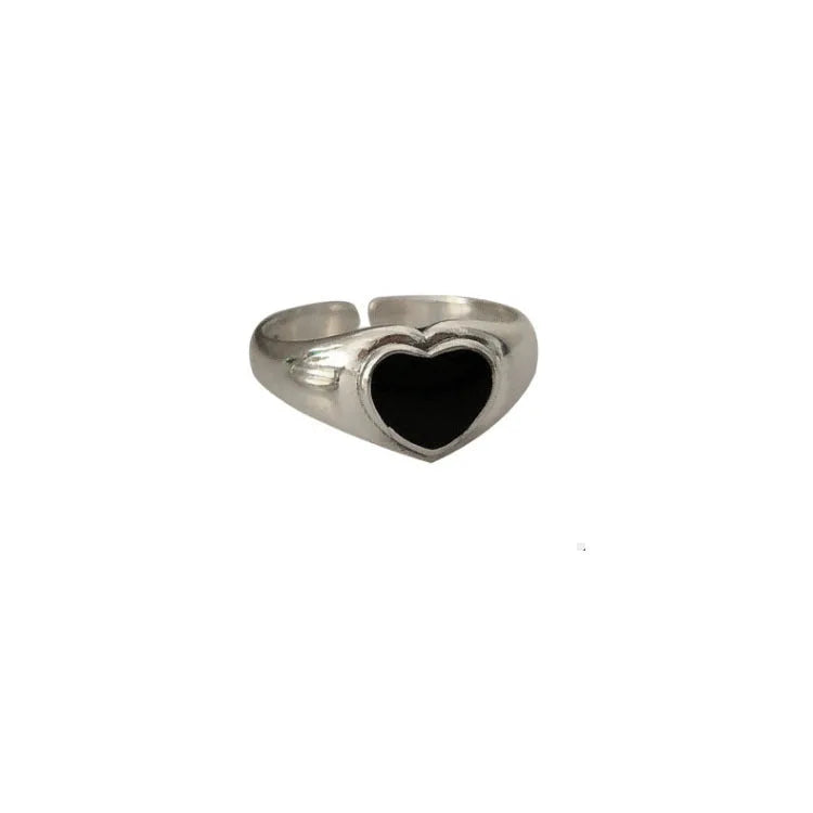 Silver plated adjustable heart dollar smiling face ring peach shape four colour options women jewellery
