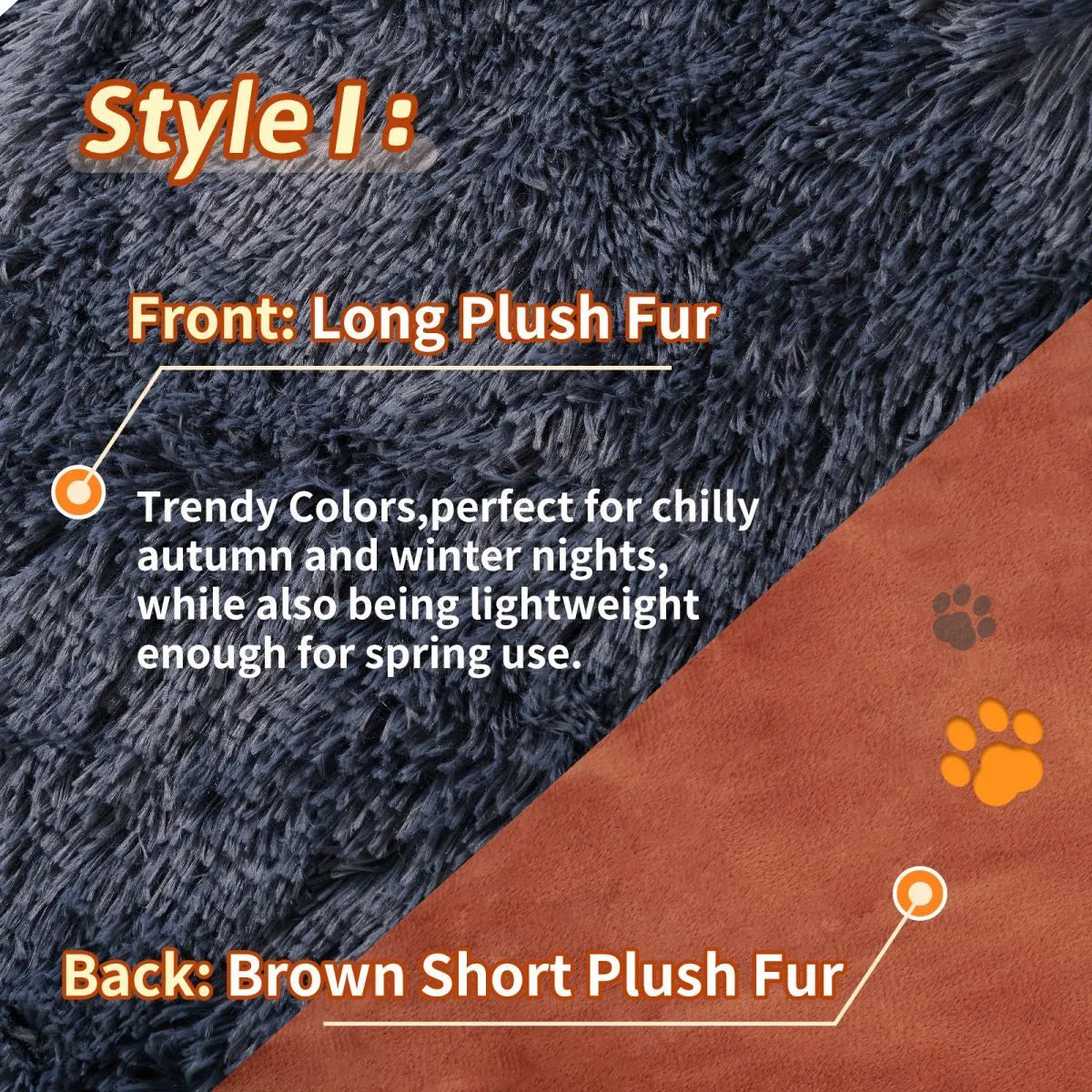 Grey velvet and plush pet blanket laid on a sofa, showing its soft texture and size.