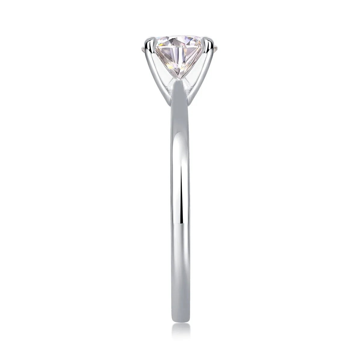 Oath moissanite wedding ring with 1 carat stone on platinum-plated S925 silver band, gift box packaging