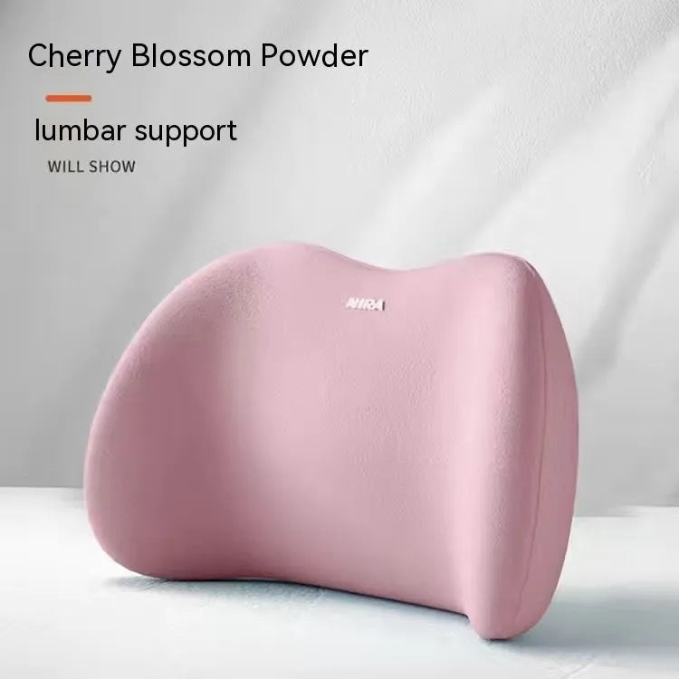 Black memory foam car headrest and lumbar support pillow set with milk silk cover.