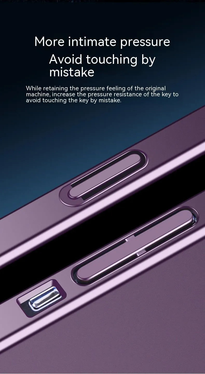 Frosted magnetic iPhone case with invisible bracket and large window display in dark purple colour