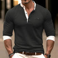 Men's solid colour cotton long sleeve t-shirt on hanger showing round neck design