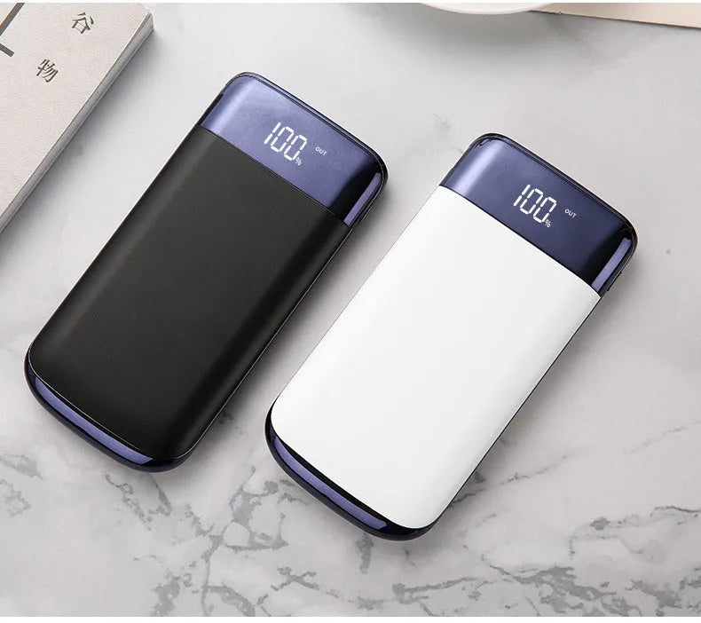 Portable display power bank with full screen and large capacity 10000mAh in white plastic shell