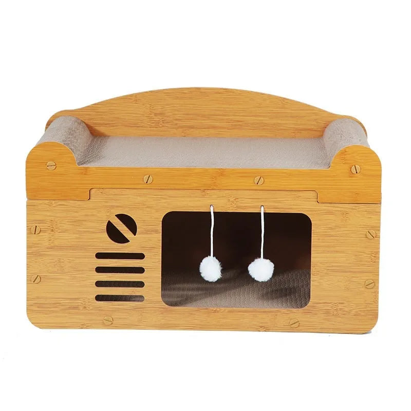 Corrugated paper double layer cat house with dual doors in extra large 30cm size
