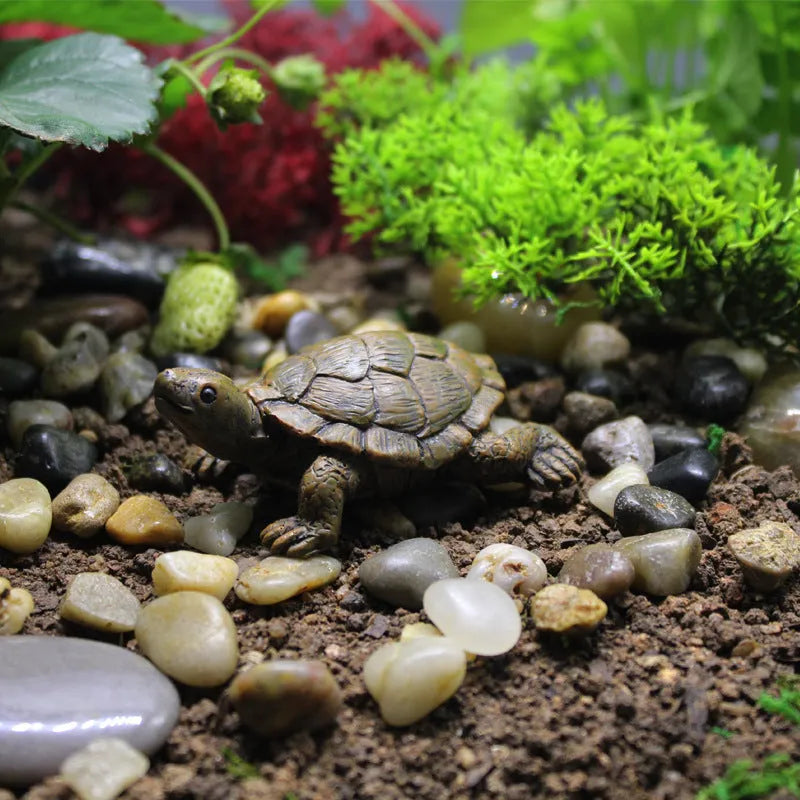 Resin turtle garden ornament with realistic details for miniature landscapes