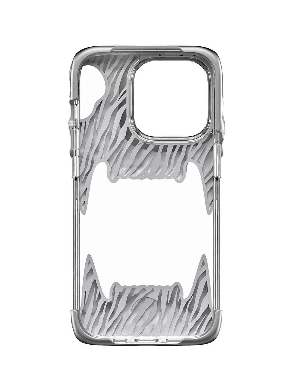Silicone mobile phone case with transparent inner shell and all-wrapped coverage in metallic silver for iPhone