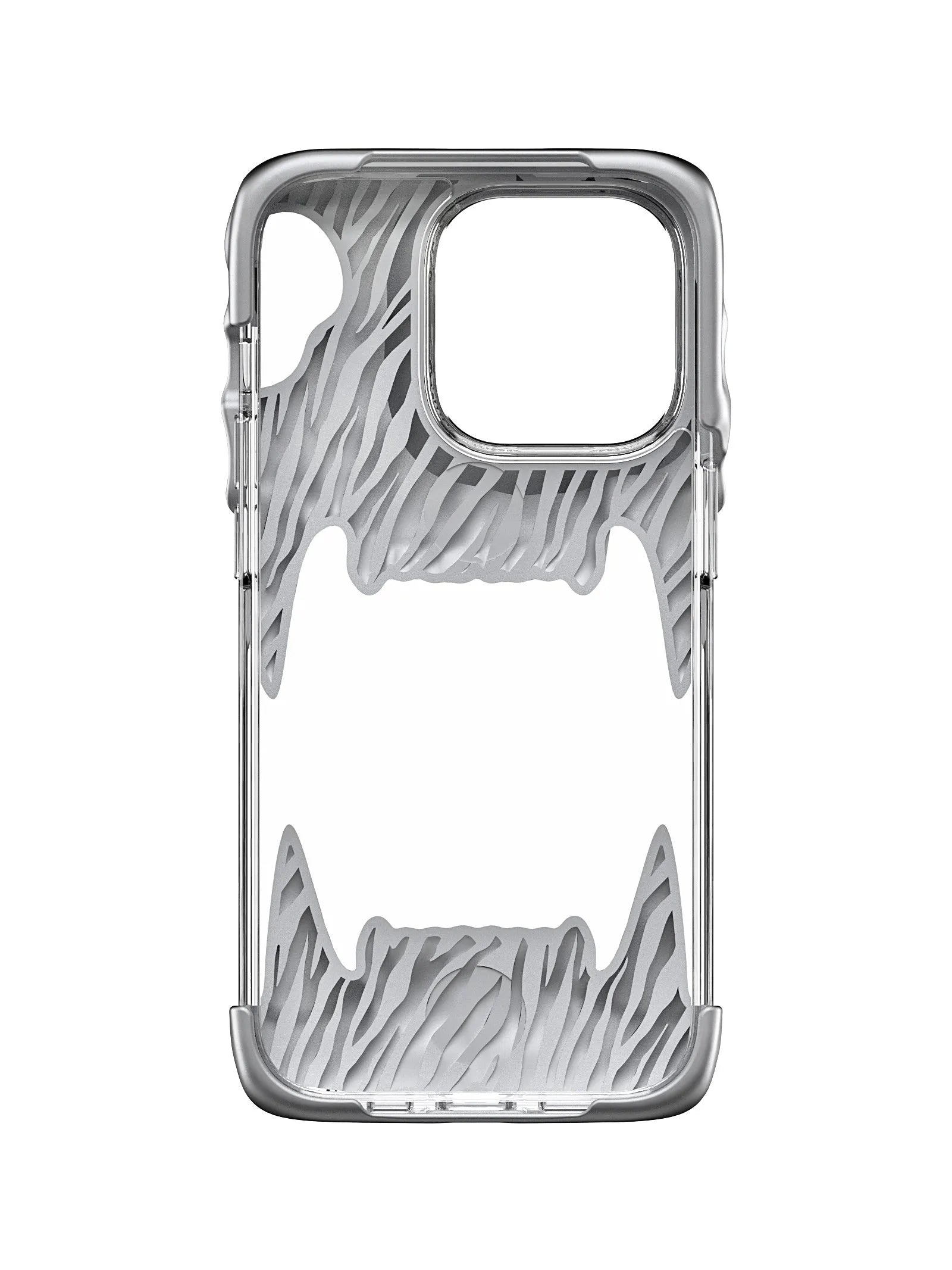 Silicone mobile phone case with transparent inner shell and all-wrapped coverage in metallic silver for iPhone