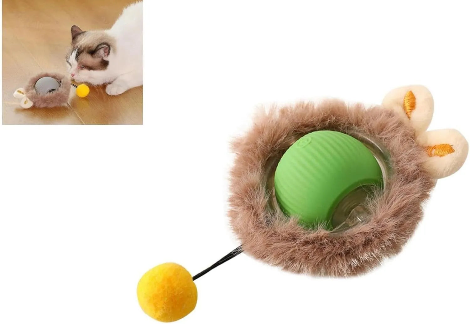 Automatic rotating rolling ball pet toy in grey, green, or red colours for interactive cat and dog play