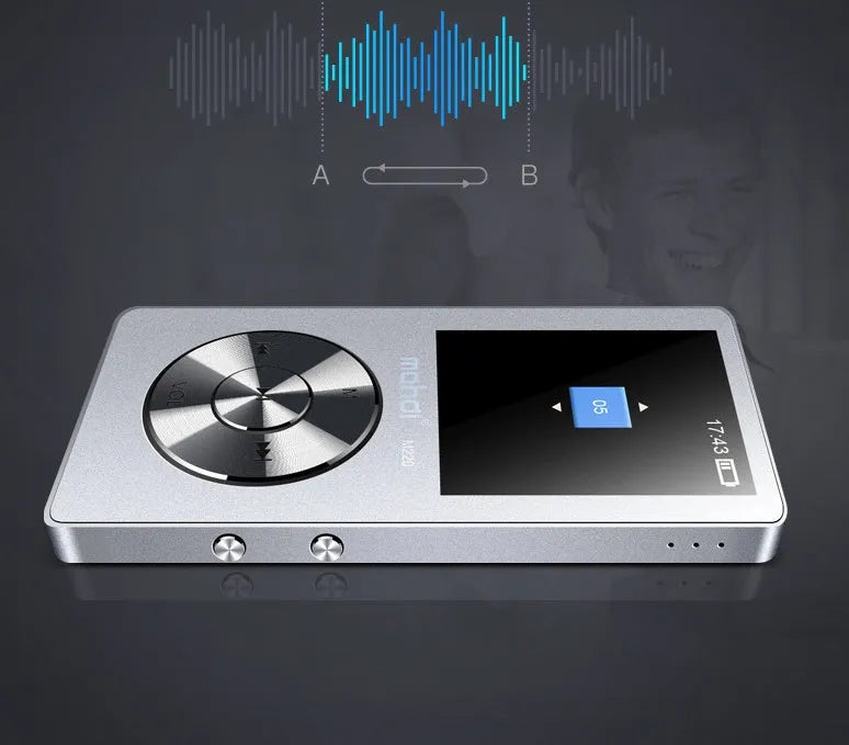 Gold, silver, and black all-metal MP3 music player with 1.8-inch screen