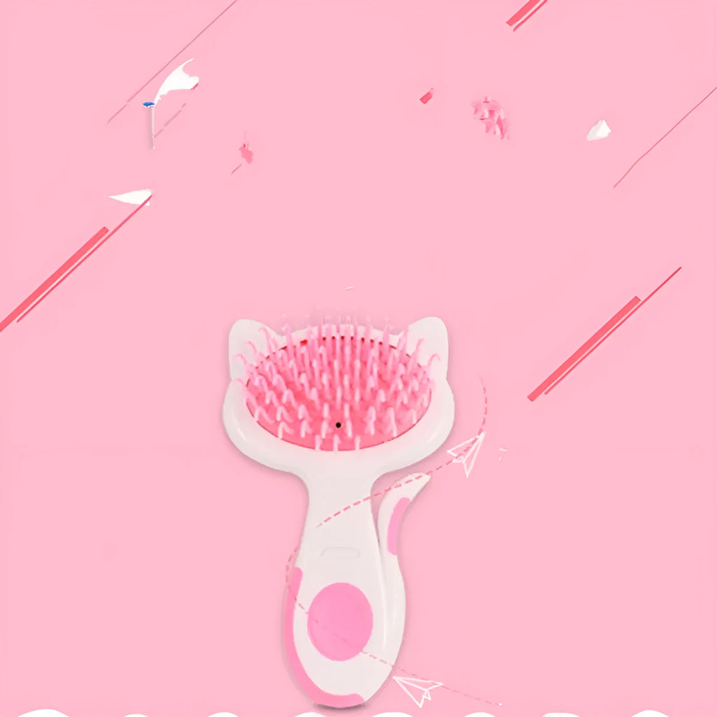 Cat comb with nylon needles and pink ABS resin body, 13cm high for grooming loose hair