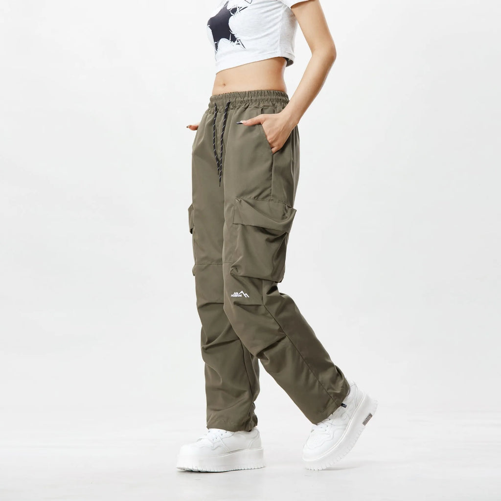 Mountain retro workwear waterproof trousers in black, gray green, or khaki, mid waist, sizes M to 4XL