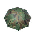 Folding handleless polyester fibre sun hat umbrella 55-65cm in outdoor fishing camp setting with silver layer option