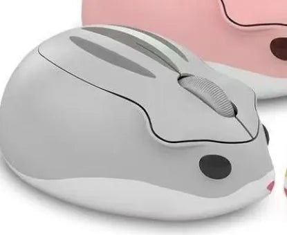 Hamster wireless silent click computer mouse in grey, pink, and yellow colour options