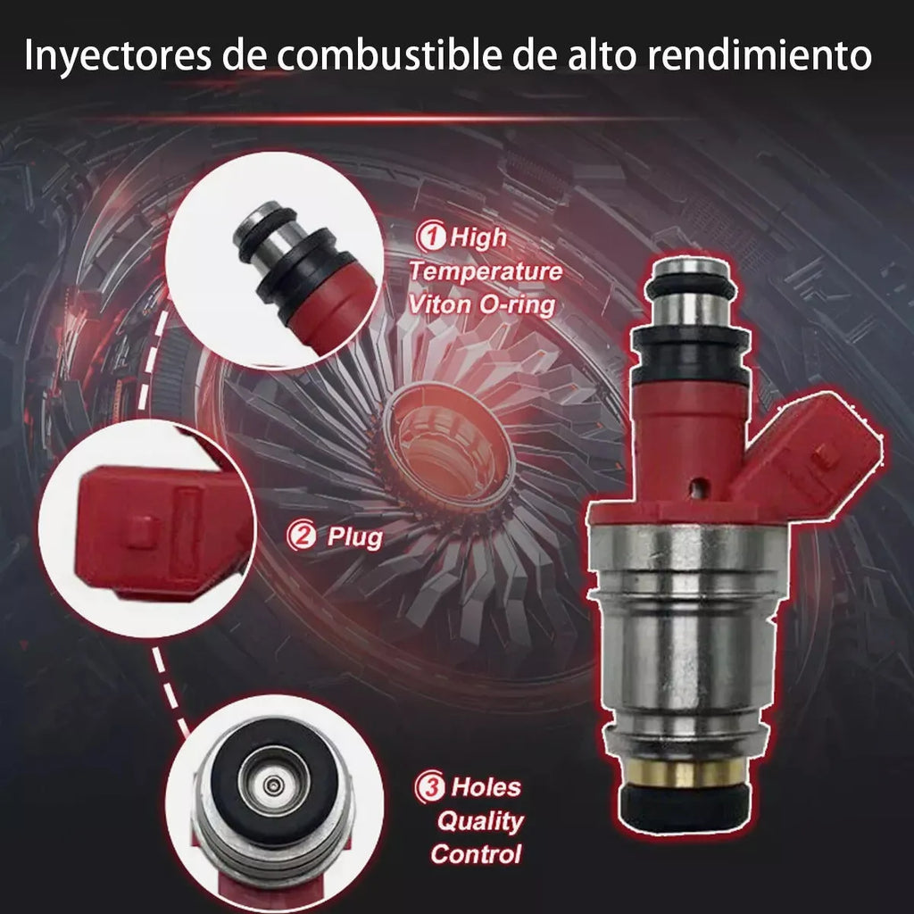 Red fuel injector set 4PCS for Nissan D21 Touareg Y61 part number 1660086G00