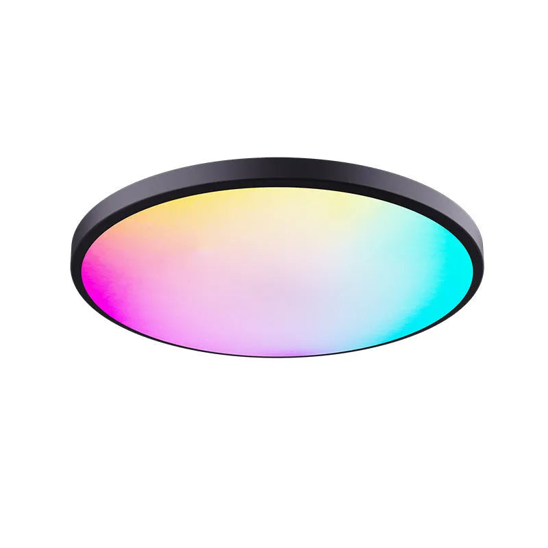 Black or white intelligent Bluetooth ceiling lamp with RGBCW colour dimming controls and 300mm diameter