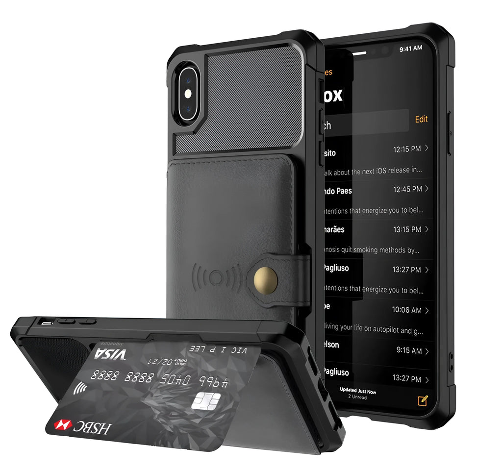 Car magnetic protection cover in black PU leather with built-in metal magnetic iron and shiftable stand