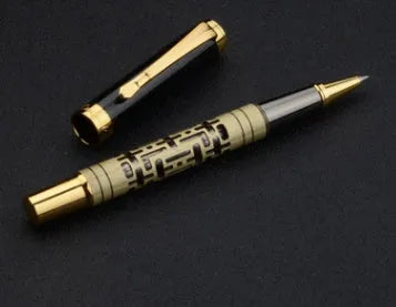 Metal luxury fountain pen with iridium nib, rotating ink-sucking system, 0.7mm big tip, black colour
