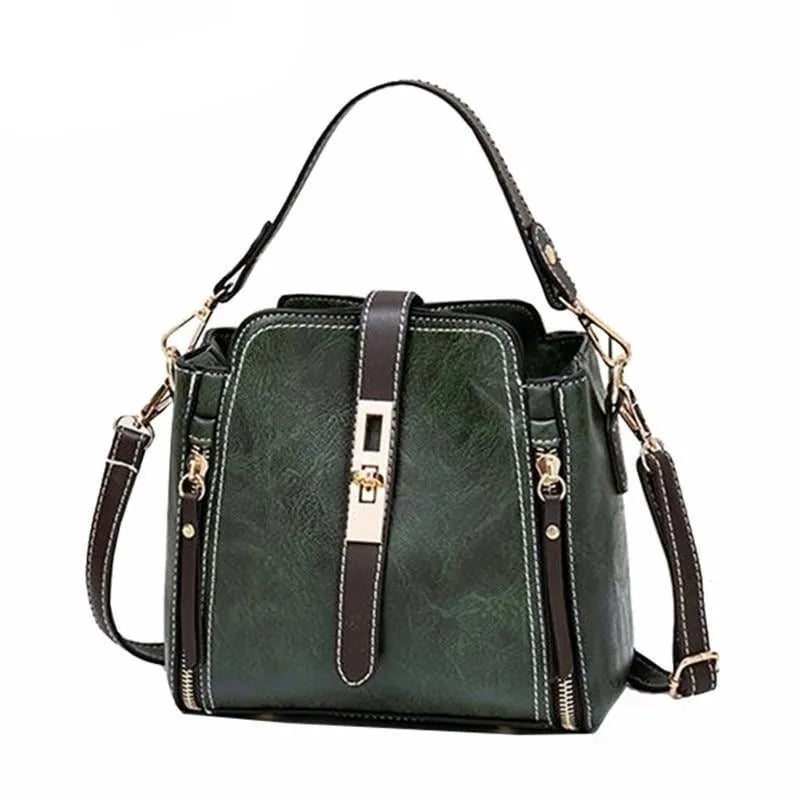 Faux leather women shoulder bag in black with detachable handle and adjustable strap