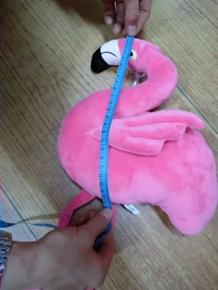 Pink flamingo plush toy made of short plush fabric with PP cotton filling, 24cm full length